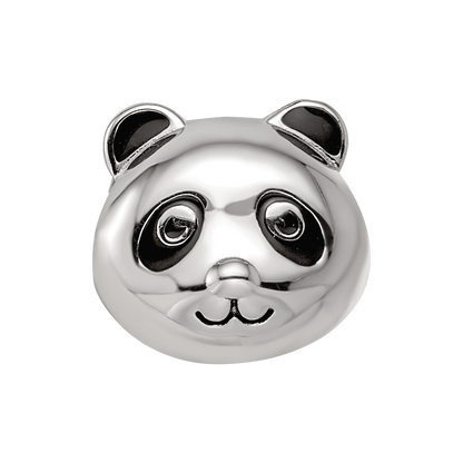 Sterling Silver Reflections Rhodium-plated Enamel Panda Bear Bead