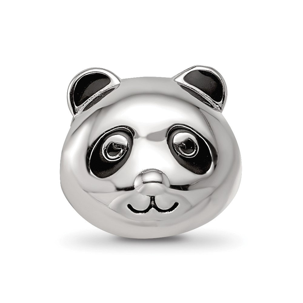 Sterling Silver Reflections Rhodium-plated Enamel Panda Bear Bead