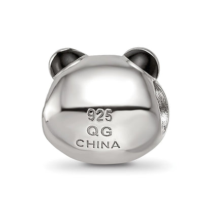 Sterling Silver Reflections Rhodium-plated Enamel Panda Bear Bead
