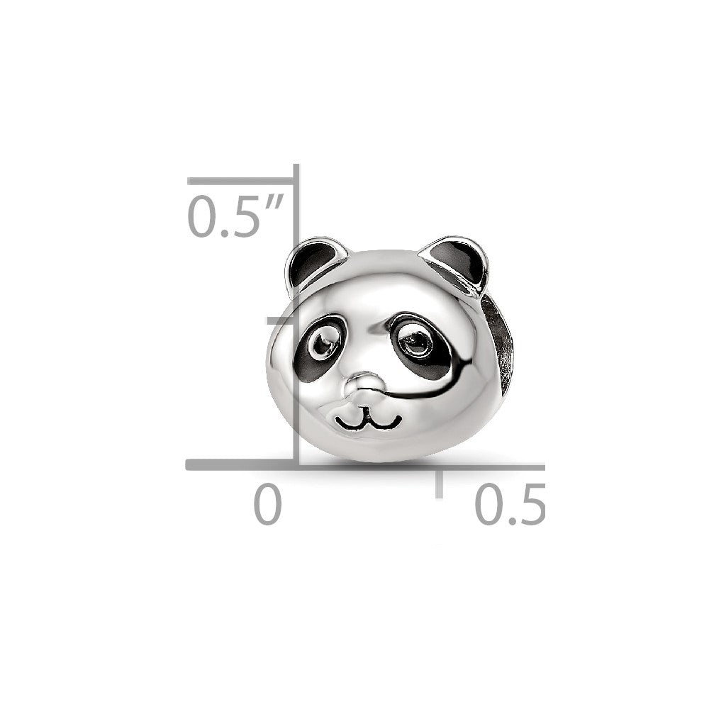 Sterling Silver Reflections Rhodium-plated Enamel Panda Bear Bead