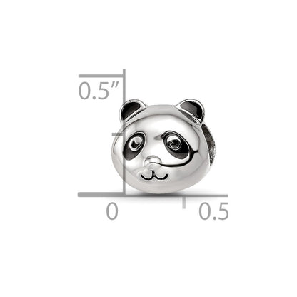 Sterling Silver Reflections Rhodium-plated Enamel Panda Bear Bead