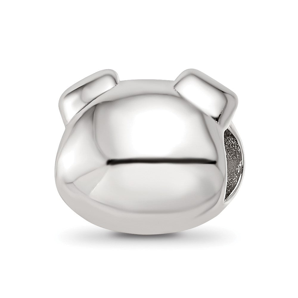 Sterling Silver Reflections Rhodium-plated Enamel Pig Bead