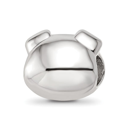 Sterling Silver Reflections Rhodium-plated Enamel Pig Bead