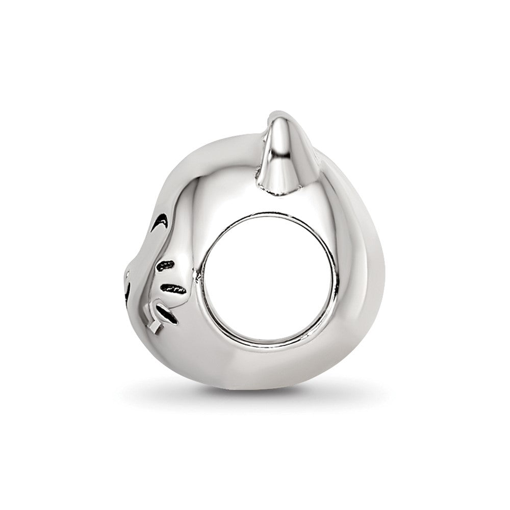 Sterling Silver Reflections Rhodium-plated Enamel Cat Bead
