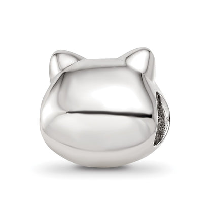 Sterling Silver Reflections Rhodium-plated Enamel Cat Bead