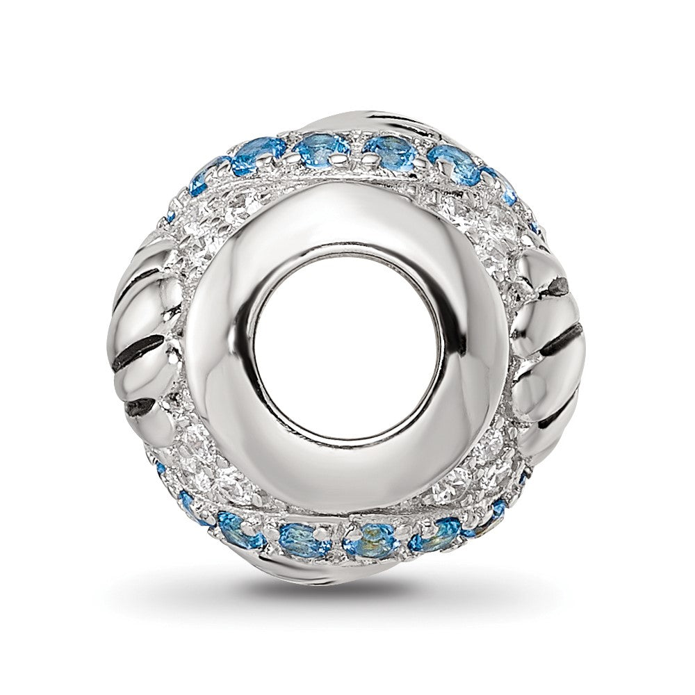 Sterling Silver Reflections Rhod-plated Blue Spinel & CZ Sea Shell Bead