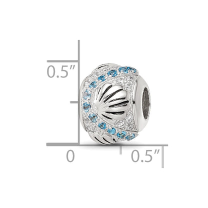 Sterling Silver Reflections Rhod-plated Blue Spinel & CZ Sea Shell Bead