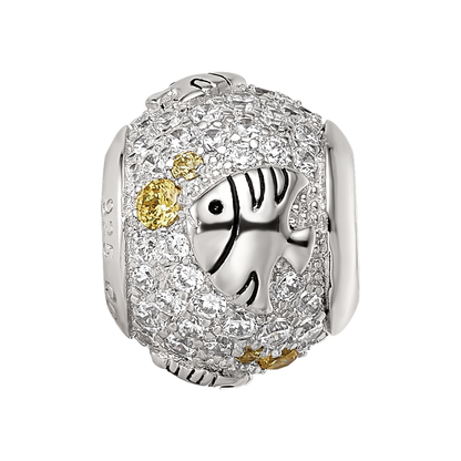 Sterling Silver Reflections Rhod-plated CZ Angle Fish Bead