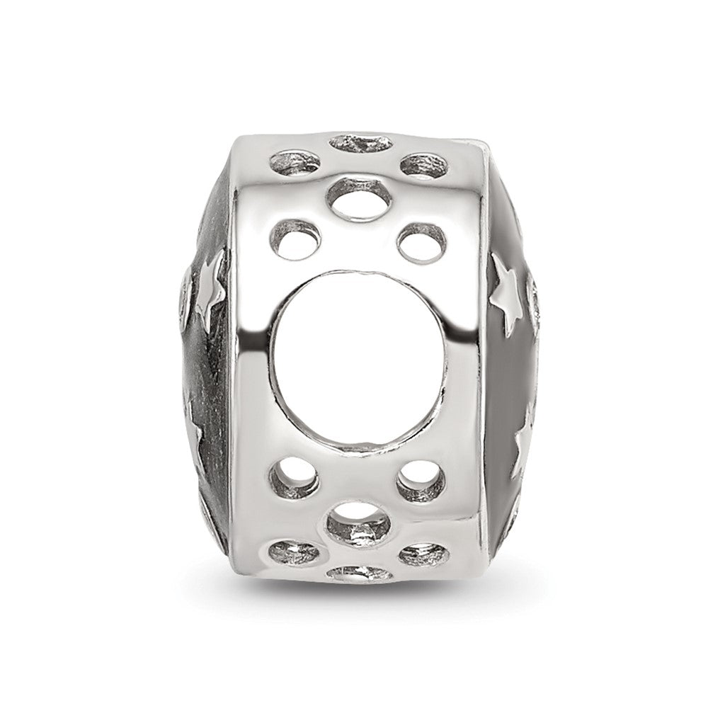 Sterling Silver Reflections Rhod-plated Enamel CZ Galaxy Bead