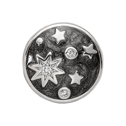 Sterling Silver Reflections Rhod-plated Enamel CZ Galaxy Bead