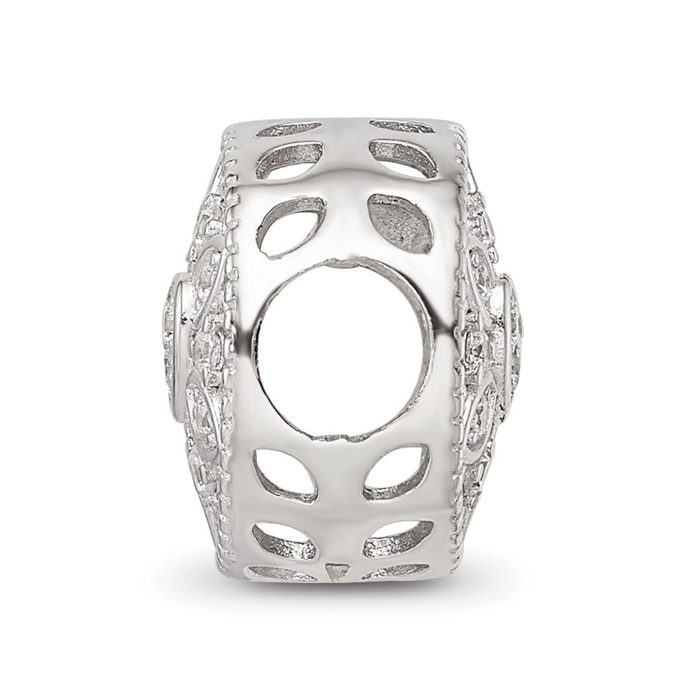 Sterling Silver Reflections Rhod-plated CZ Floral Cut-Out Bead