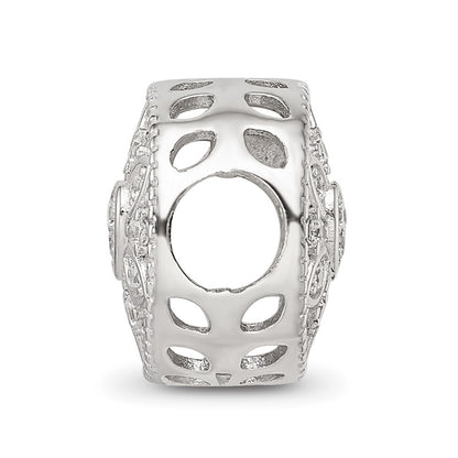 Sterling Silver Reflections Rhod-plated CZ Floral Cut-Out Bead