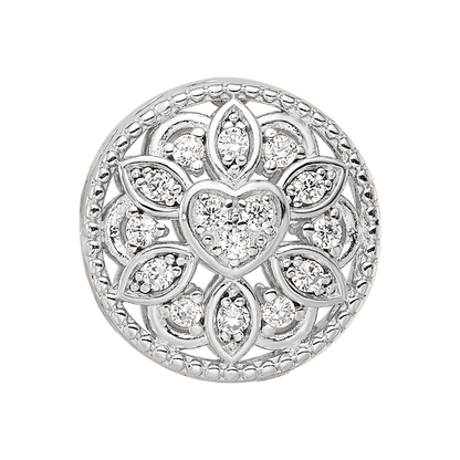 Sterling Silver Reflections Rhod-plated CZ Floral Cut-Out Bead