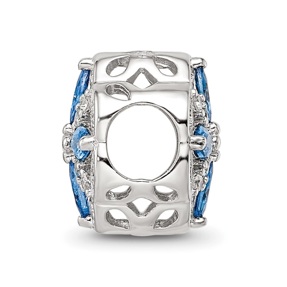 Sterling Silver Reflections Rhodium-plated Blue Spinel & CZ Floral Bead