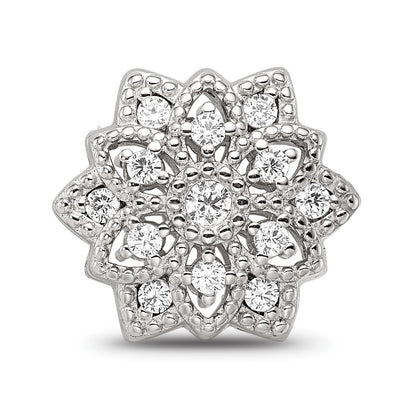 Sterling Silver Reflections Rhod-plated CZ Snowflake Bead