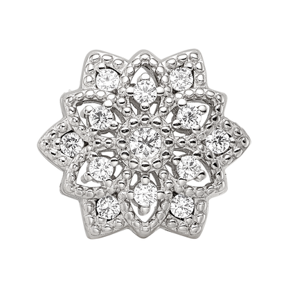 Sterling Silver Reflections Rhod-plated CZ Snowflake Bead