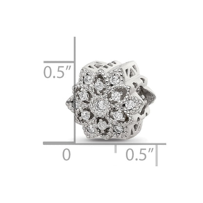 Sterling Silver Reflections Rhod-plated CZ Snowflake Bead