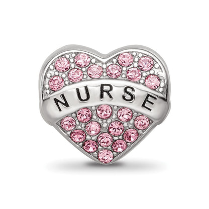 Sterling Silver Reflections Crystals Nurse Heart Bead