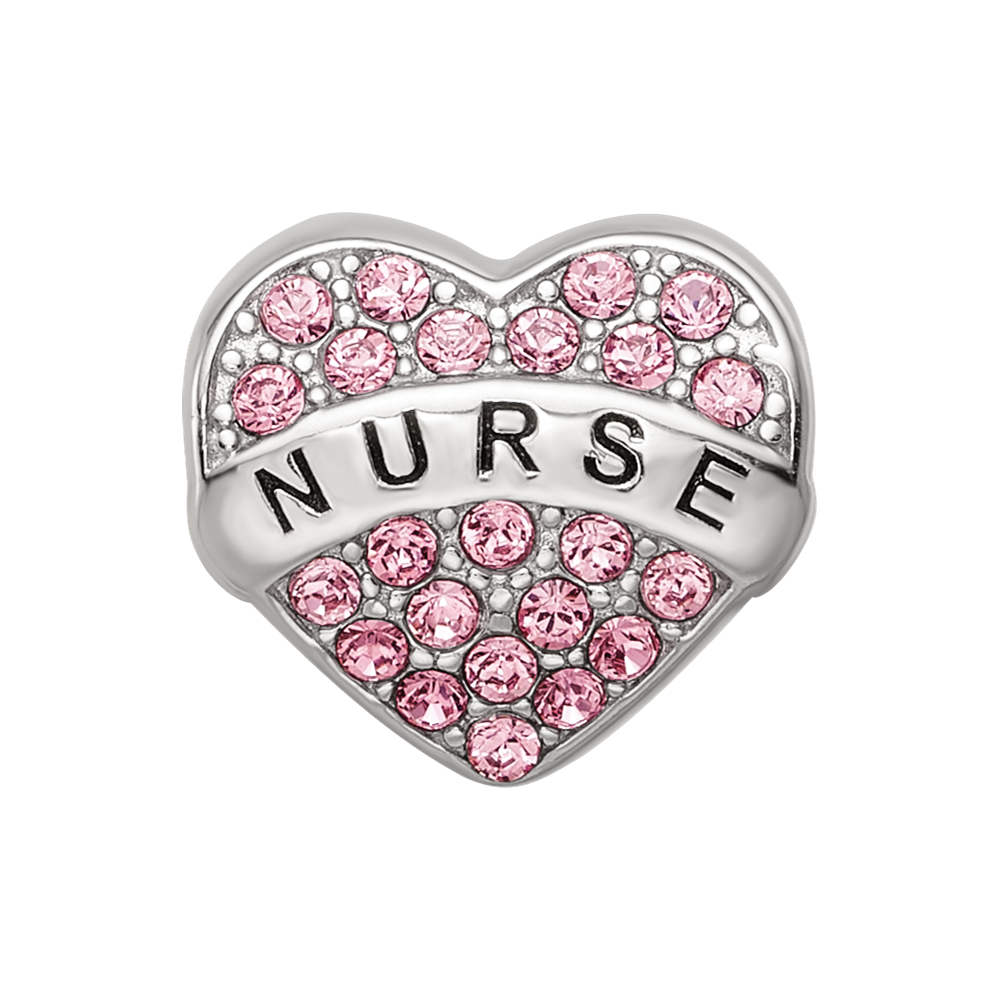 Sterling Silver Reflections Crystals Nurse Heart Bead