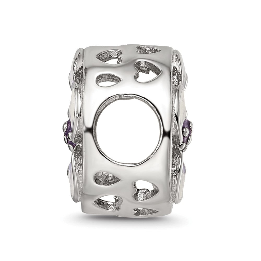 Sterling Silver Reflections Rhodium-plated Enamel Flower Bead