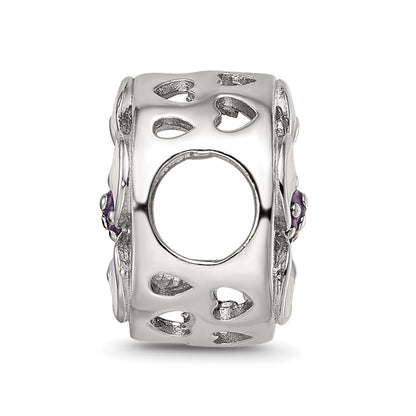 Sterling Silver Reflections Rhodium-plated Enamel Flower Bead