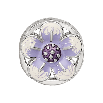 Sterling Silver Reflections Rhodium-plated Enamel Flower Bead