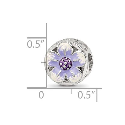 Sterling Silver Reflections Rhodium-plated Enamel Flower Bead