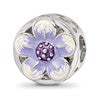 Sterling Silver Reflections Rhodium-plated Enamel Flower Bead