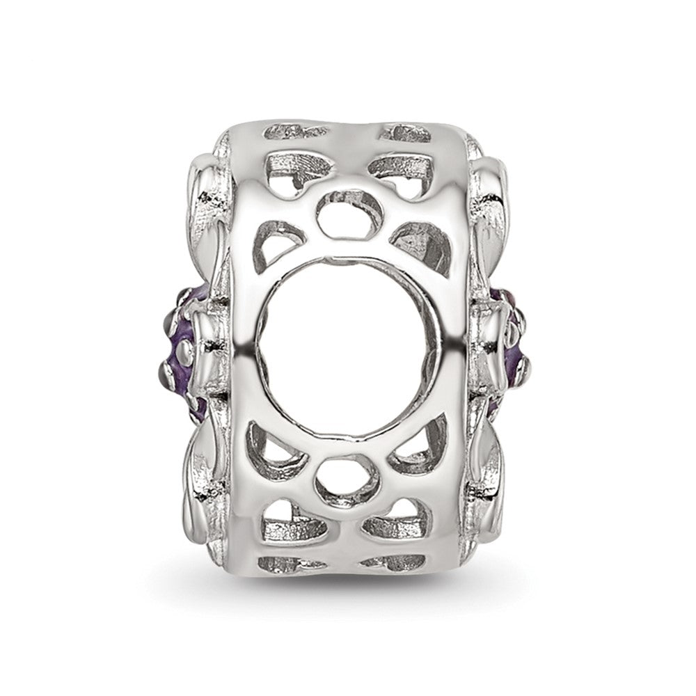 Sterling Silver Reflections Rhodium-plated Enamel Flower Bead