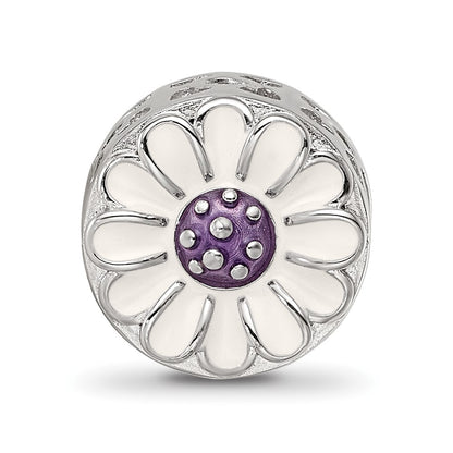 Sterling Silver Reflections Rhodium-plated Enamel Flower Bead