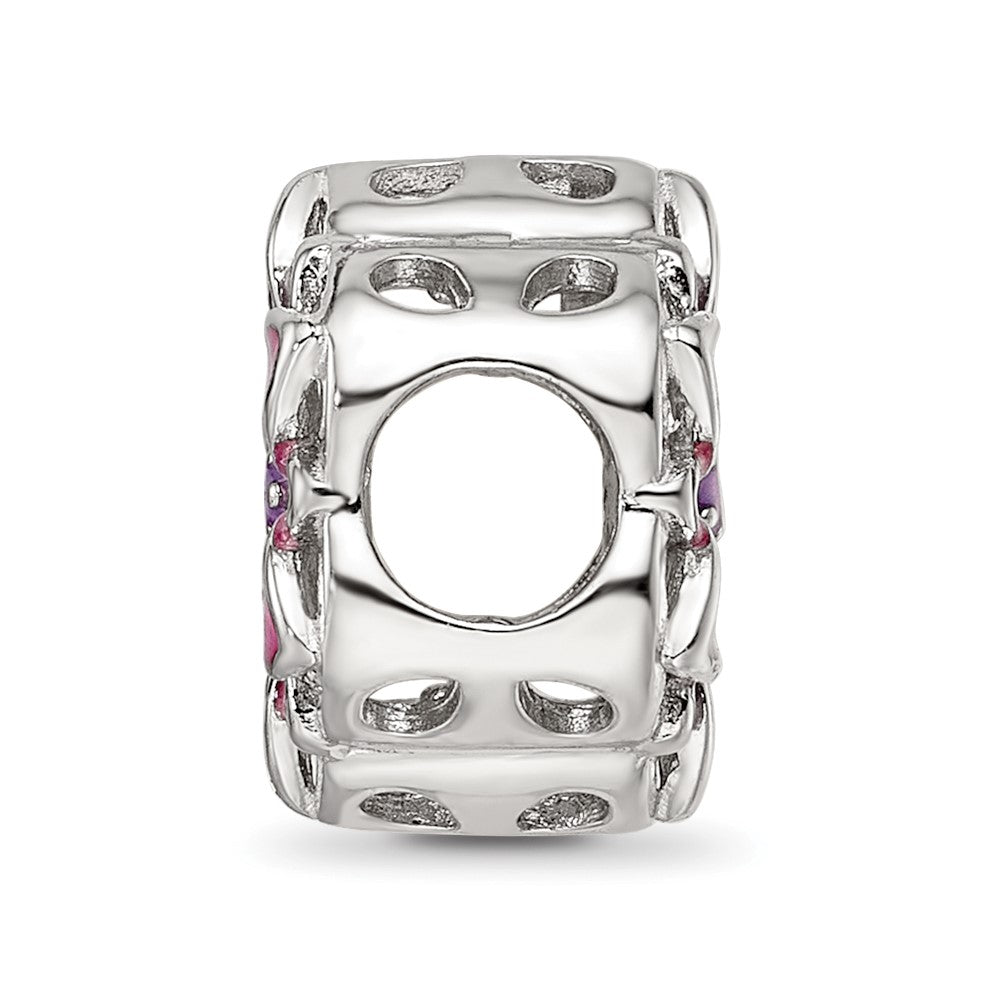 Sterling Silver Reflections Rhodium-plated Enamel Flower Cut-Out Bead