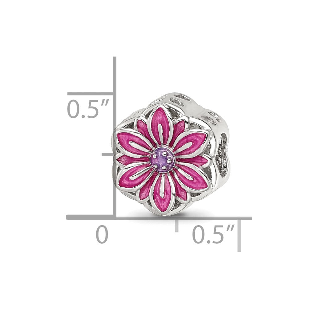 Sterling Silver Reflections Rhodium-plated Enamel Flower Cut-Out Bead