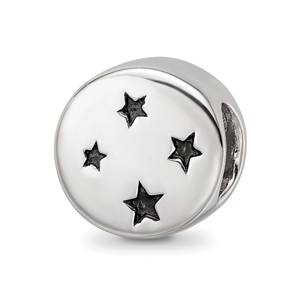 Sterling Silver Reflections Rhodium Gold-plated Enamel Moon/Stars Bead
