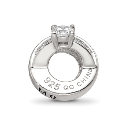 Sterling Silver Reflections Rhod-plated CZ Engagement Ring Bead