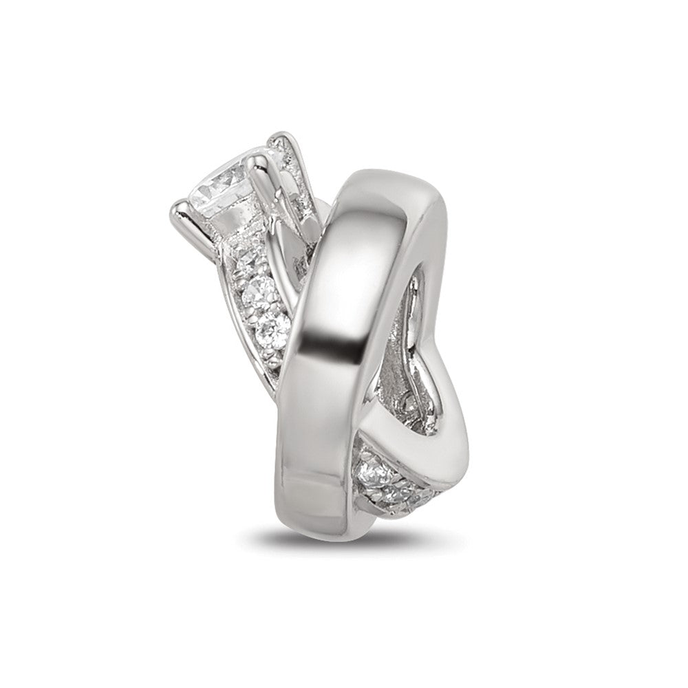 Sterling Silver Reflections Rhod-plated CZ Engagement Ring Bead
