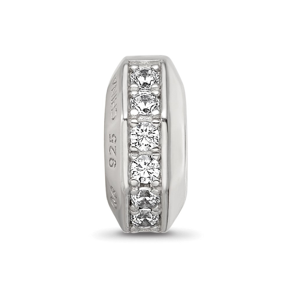 Sterling Silver Reflections Rhod-plated CZ Hinged Bead