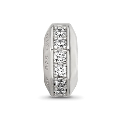 Sterling Silver Reflections Rhod-plated CZ Hinged Bead