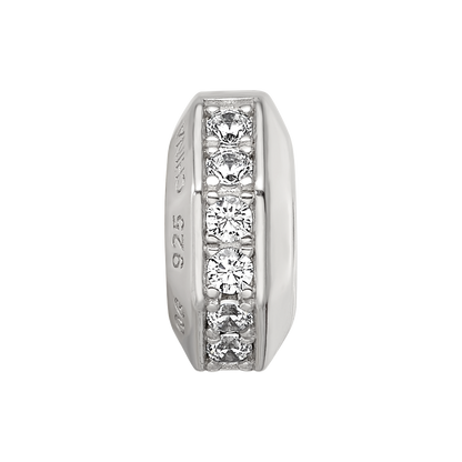 Sterling Silver Reflections Rhod-plated CZ Hinged Bead