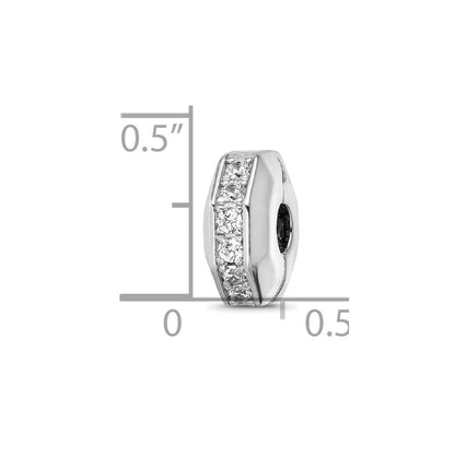 Sterling Silver Reflections Rhod-plated CZ Hinged Bead