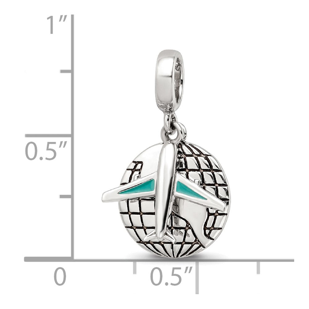 Sterling Silver Reflections Rhod-plated Earth & Plane 2-Piece Dangle Bead