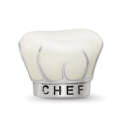 Sterling Silver Reflections Rhod-plated Enamel Chef Hat Bead
