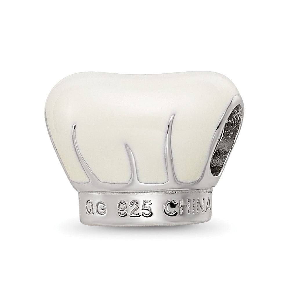Sterling Silver Reflections Rhod-plated Enamel Chef Hat Bead