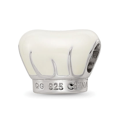 Sterling Silver Reflections Rhod-plated Enamel Chef Hat Bead