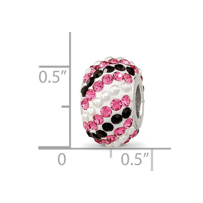 Sterling Silver Reflections Rhod-pl Preciosa Crystal & Imitation Pearl Bead