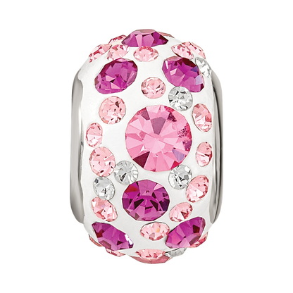 Sterling Silver Reflections Rhod-pl Pink Preciosa Crystal Bead