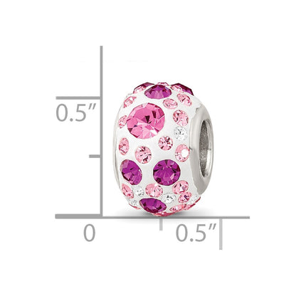 Sterling Silver Reflections Rhod-pl Pink Preciosa Crystal Bead