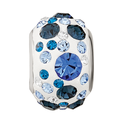 Sterling Silver Reflections Rhodium-plated Blue Preciosa Crystal Bead