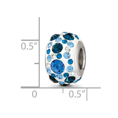 Sterling Silver Reflections Rhodium-plated Blue Preciosa Crystal Bead