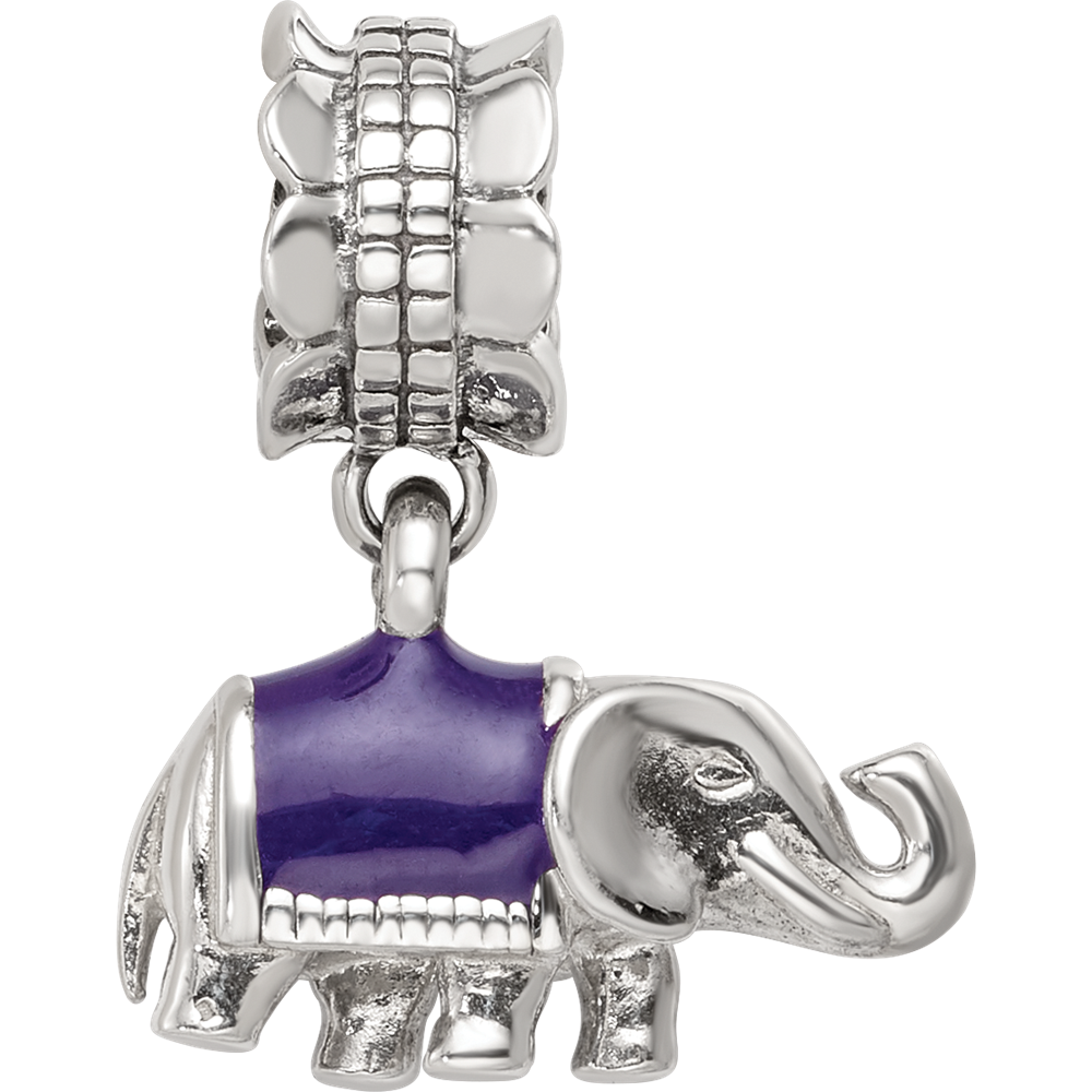 Sterling Silver Reflections Enamel Elephant Dangle Bead