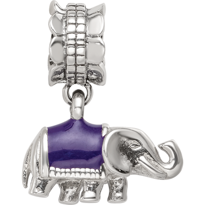 Sterling Silver Reflections Enamel Elephant Dangle Bead